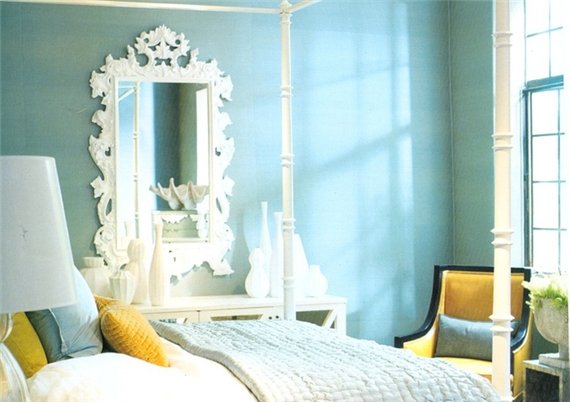 бирюзовый цвет в интерьере спальни