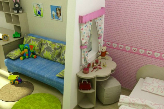 планировка детской комнаты для разнополых детей