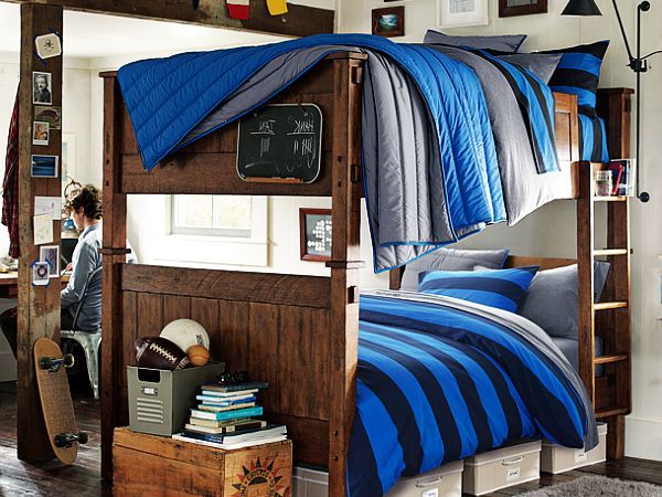 Деревянная двухъярусная спальня для парней