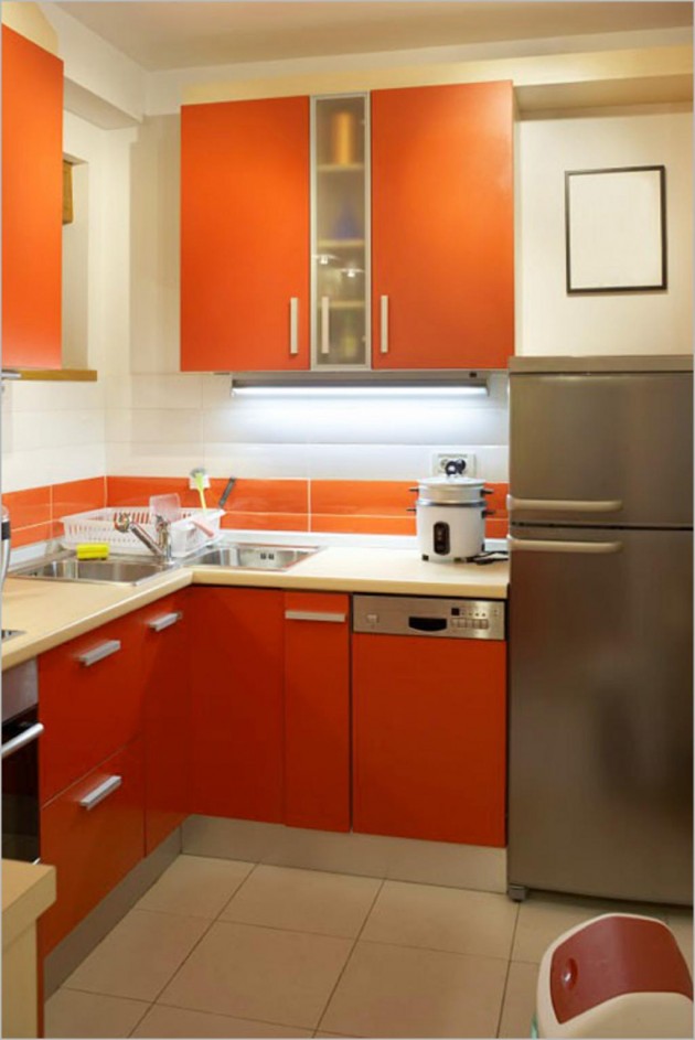 кухня в хрущевке оранжевого цвета
