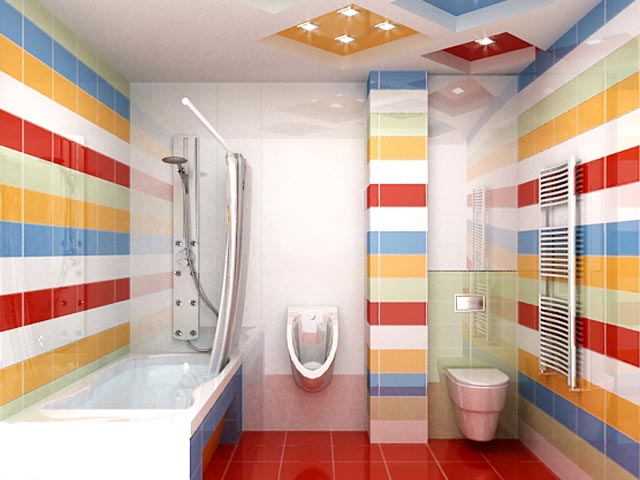 ванная комната я разноцветной плиткой