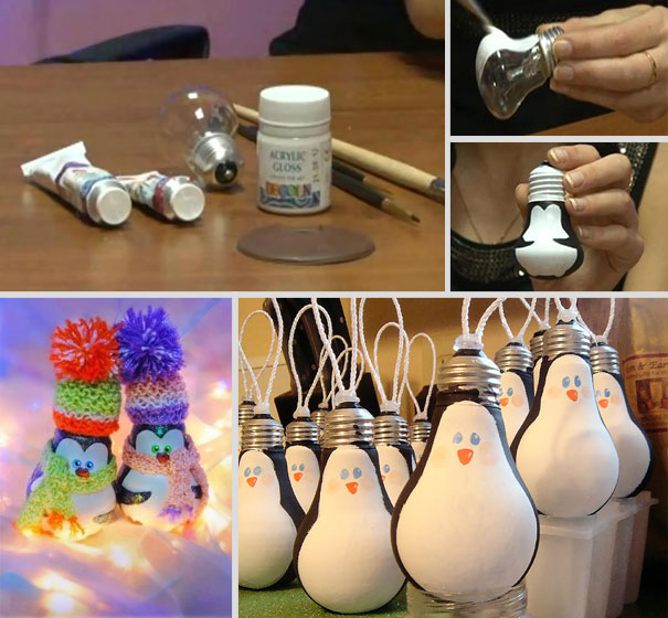 Новогодние игрушки своими руками - пингвин из лаппочки