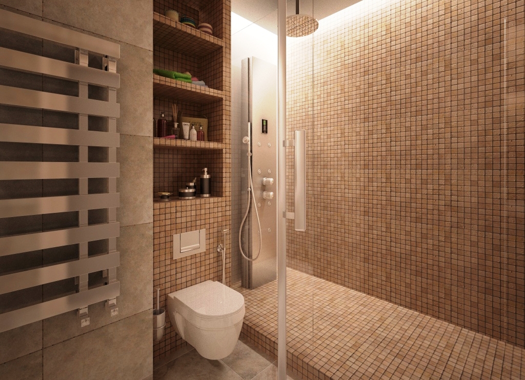 Дизайн интерьера ванной комнаты с душем