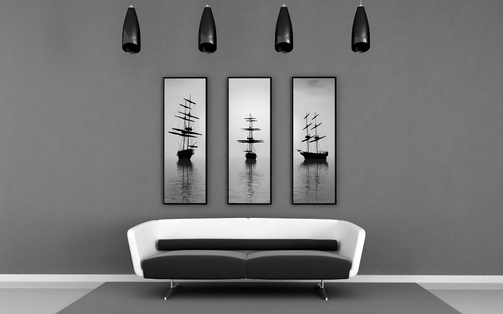 Черно белые картины в интерьере квартиры