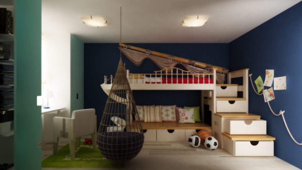 Интересная мебель для детской комнаты в дизайне интерьера